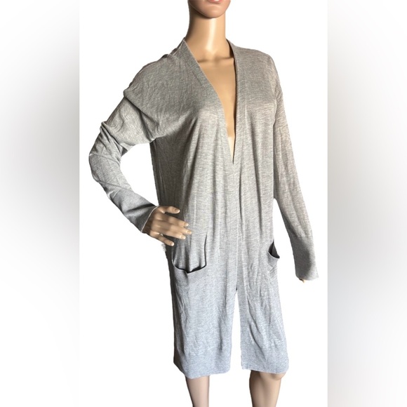 Halogen Cashmere Blend Lagenlook Lightweight Preppy Longline Cardigan Women Sz L - Picture 2 of 10